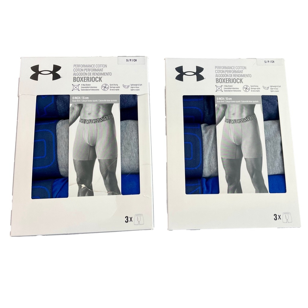 Under Armour Performance Cotton Boxerjock Briefs Small 6 Pairs